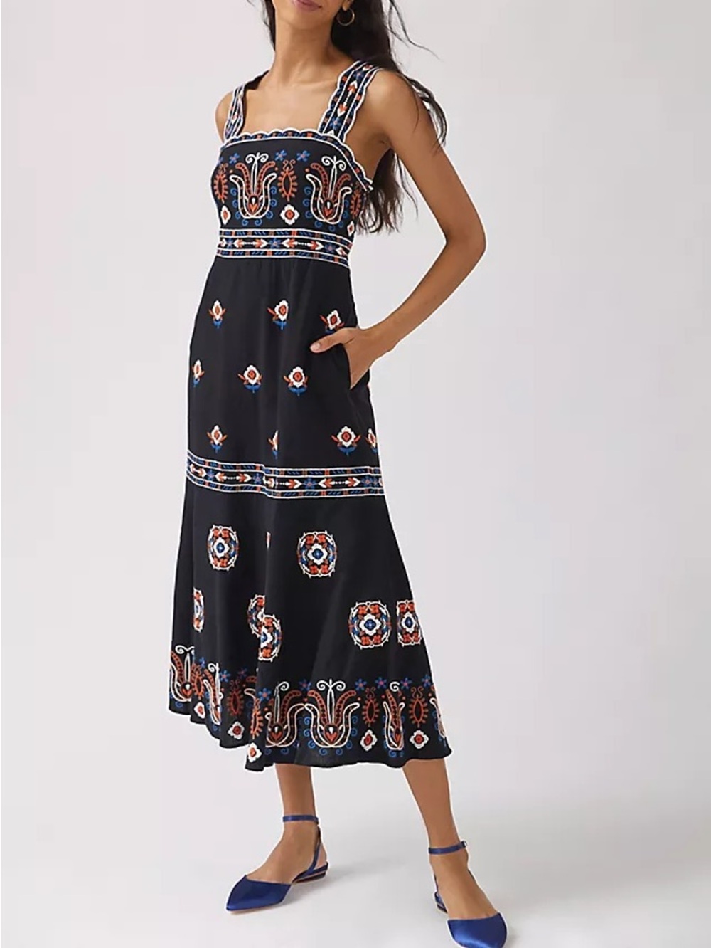 Anthropologie Embroidered Midi Dress